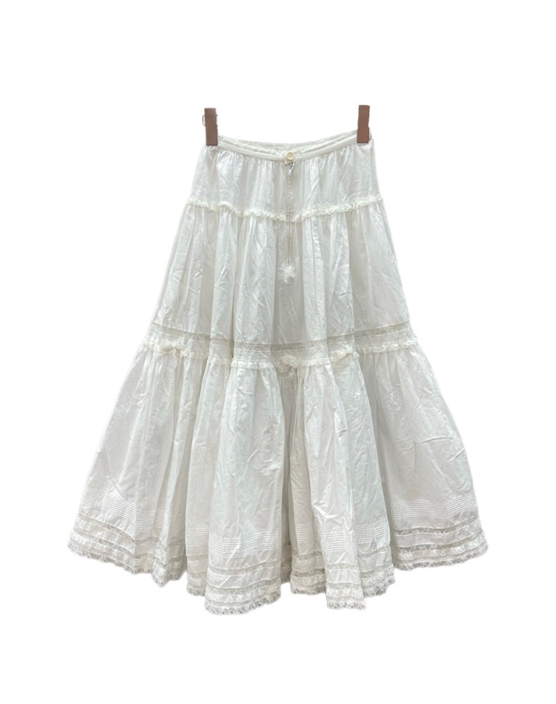 ピンクハウス　ホワイトフリルロングスカート　美品 06rnuvkUyeeC2UYQtIOkE8INa19XJ8