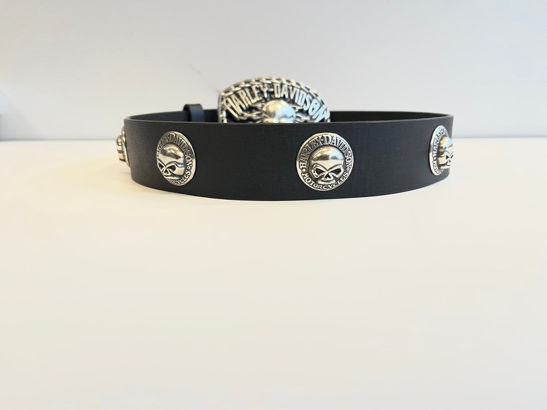 Harley-Davidson Mens スカルコンチョ・レザーベルト　34 ハーレーダビッドソン Harley-Davidson Skull Chain バックル スカルl