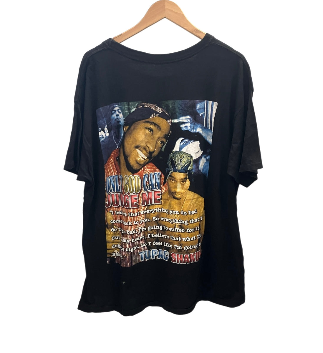 ラップTシャツ RAP-T Vintage Hip Hop Tupac 2PAC SHAKUR ONLY GOD CAN JUGE ME ヴィンテージ  rap tee - Tシャツ ブラック フリーサイズ 101MT-2737 | 古着通販のドンドンサガール