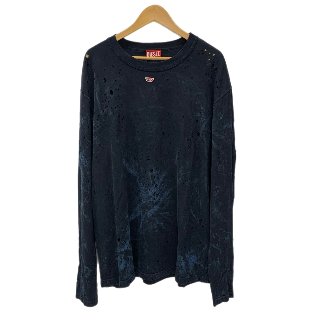 DIESEL 24SS「T-CRANE-LS-N2」 ダメージ加工カットソー Men's Destroyed long-sleeve T-shirt | Black | Diesel