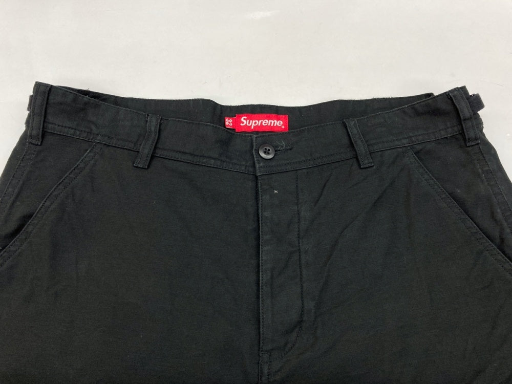 シュプリーム SUPREME Cargo Short カーゴ ショーツ サイドベルト ボタンフライ 刺繍 BLACK 黒 ワンポイント ハーフパンツ  ブラック SIZE32 104MB-73 | 古着通販のドンドンサガール