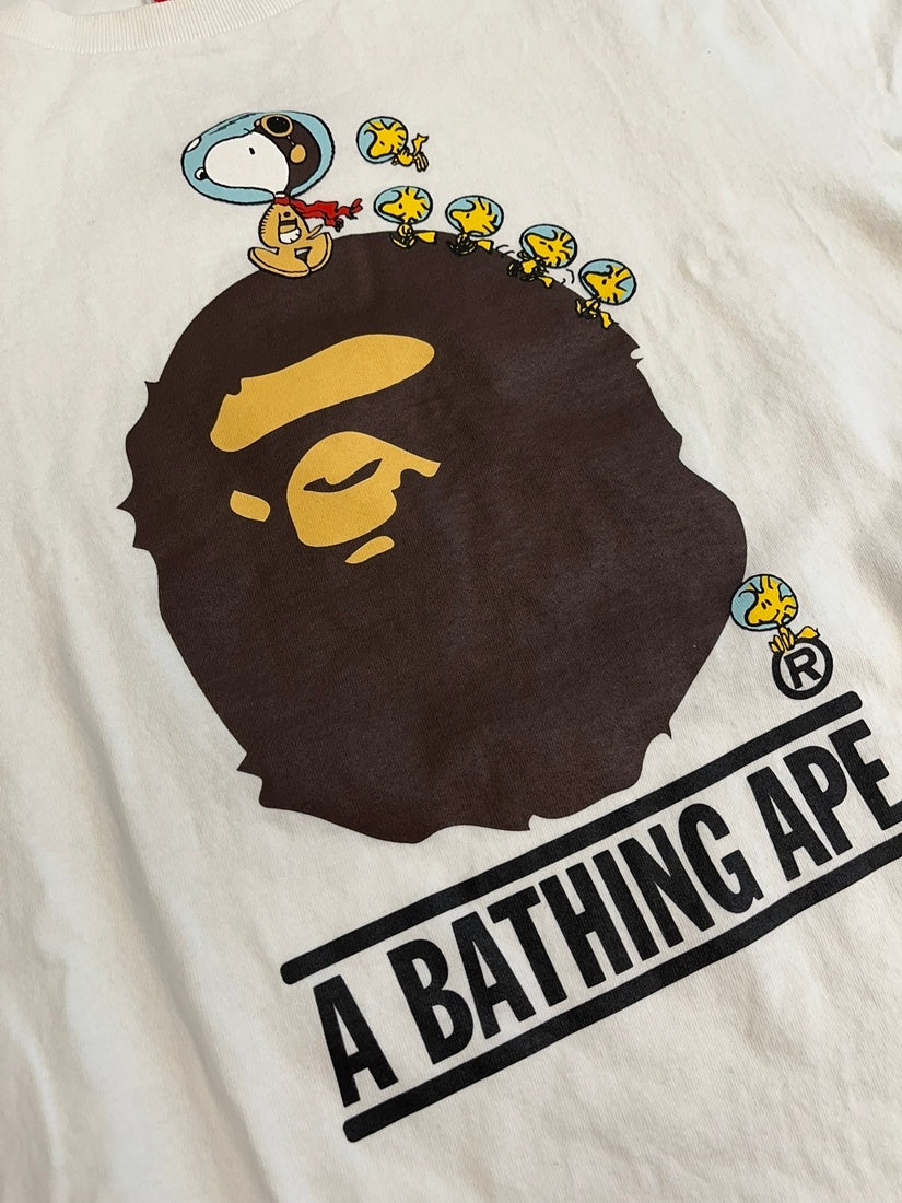 アベイシングエイプ✕SNOOPYコラボTシャツ100 A BATHING APE - スヌーピーTシャツ100cm白BAPE KIDSエイプA BATHING