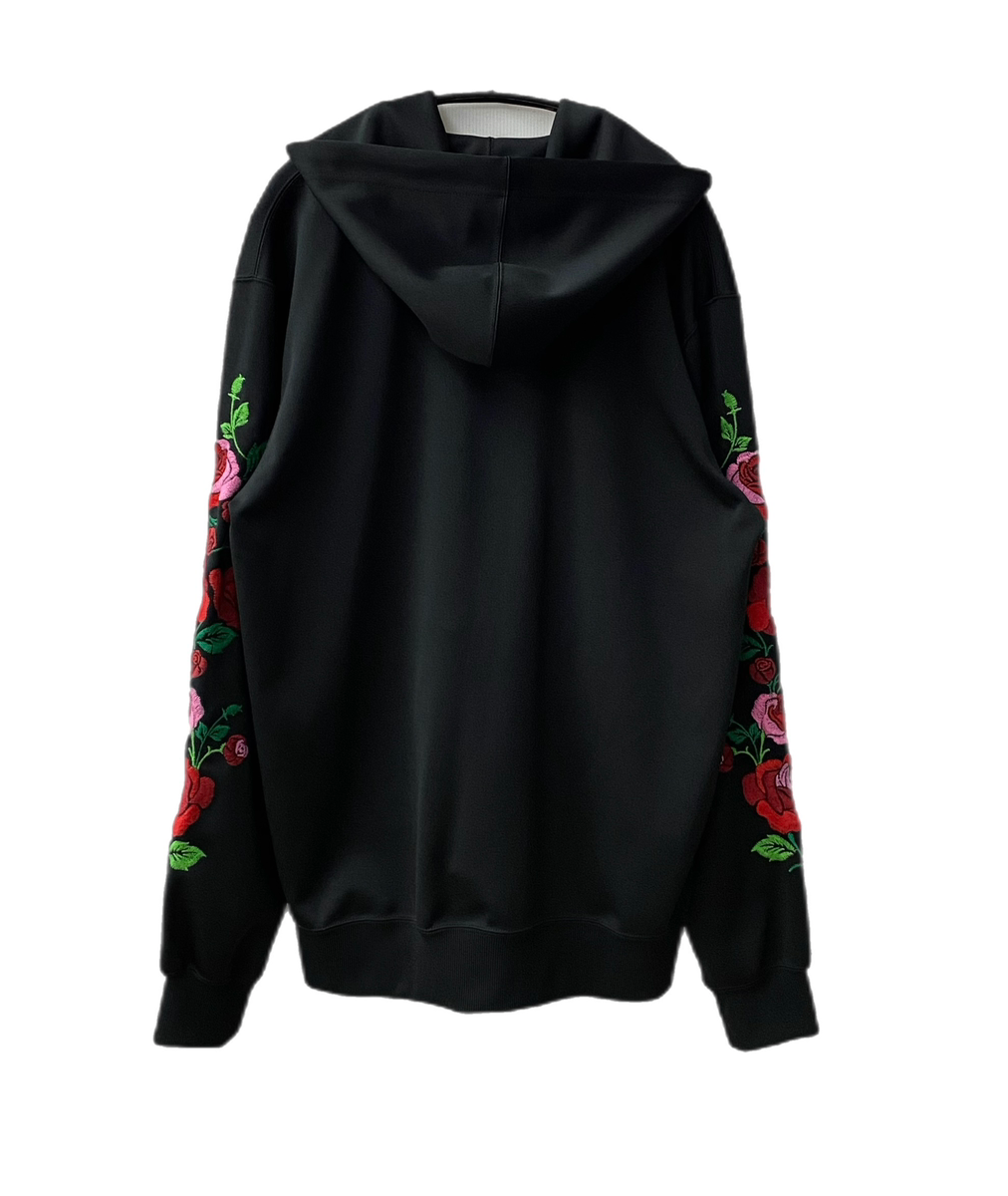 コムデギャルソンオムプリュス COMME des GARCONS HOMME PLUS ROSES EMBROIDERY ZIP HOODIE  フラワー 刺繍 ジャージー ジップパーカー PI-T032 パーカ ブラック XLサイズ 201MT-2604 | 古着通販のドンドンサガール