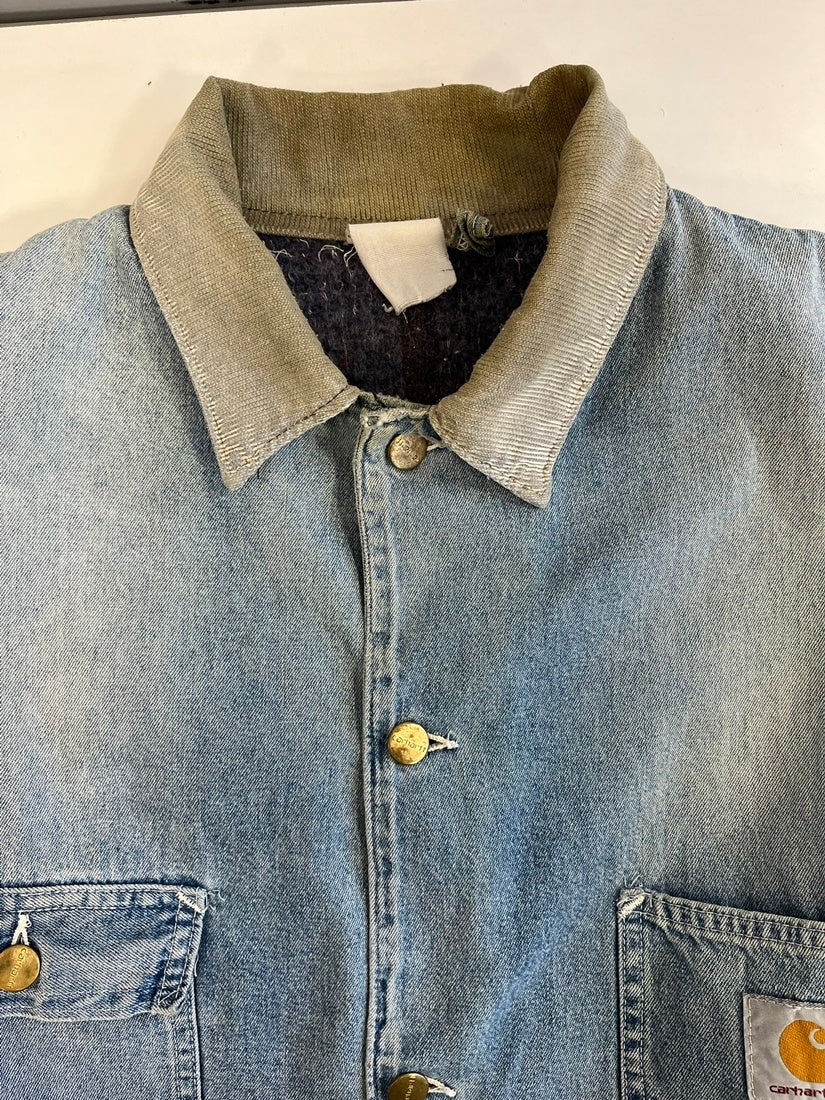 カーハート Carhartt 80s 90s デニムカバーオール 裏地ブランケット 襟