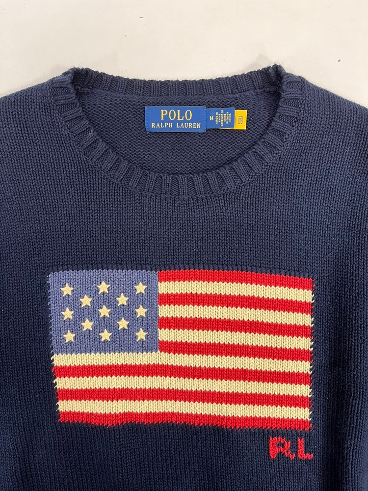 Ralphlauren ラルフローレン 星条旗コットンニットMサイズ 90's Polo Ralph Lauren 