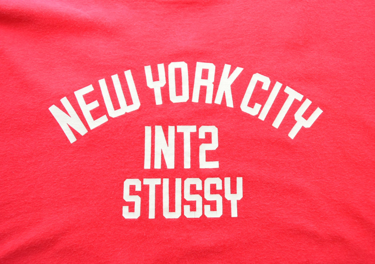 ステューシー STUSSY OLD STUSSY オールド ステューシー 90's 90年 グレータグ USA アメリカ製 NEW YORK CITY  INT2 STUSSY Tシャツ ロゴ レッド Lサイズ 103MT-649 | 古着通販のドンドンサガール