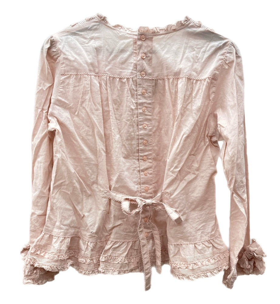 美品 希少 ピンクハウス ピコフリル リボンモチーフ コットンブラウス ピンクハウス PINK HOUSE 23AW フリルいっぱい ローンオーバー