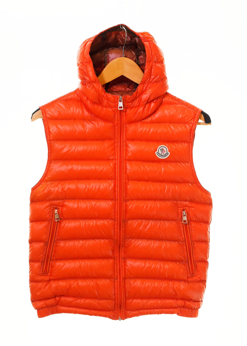 モンクレール MONCLER PATRICK GILET パトリックジレット ダウンベスト フード付き ベスト ワンポイント オレンジ 0  103LT-7 | 古着通販のドンドンサガール