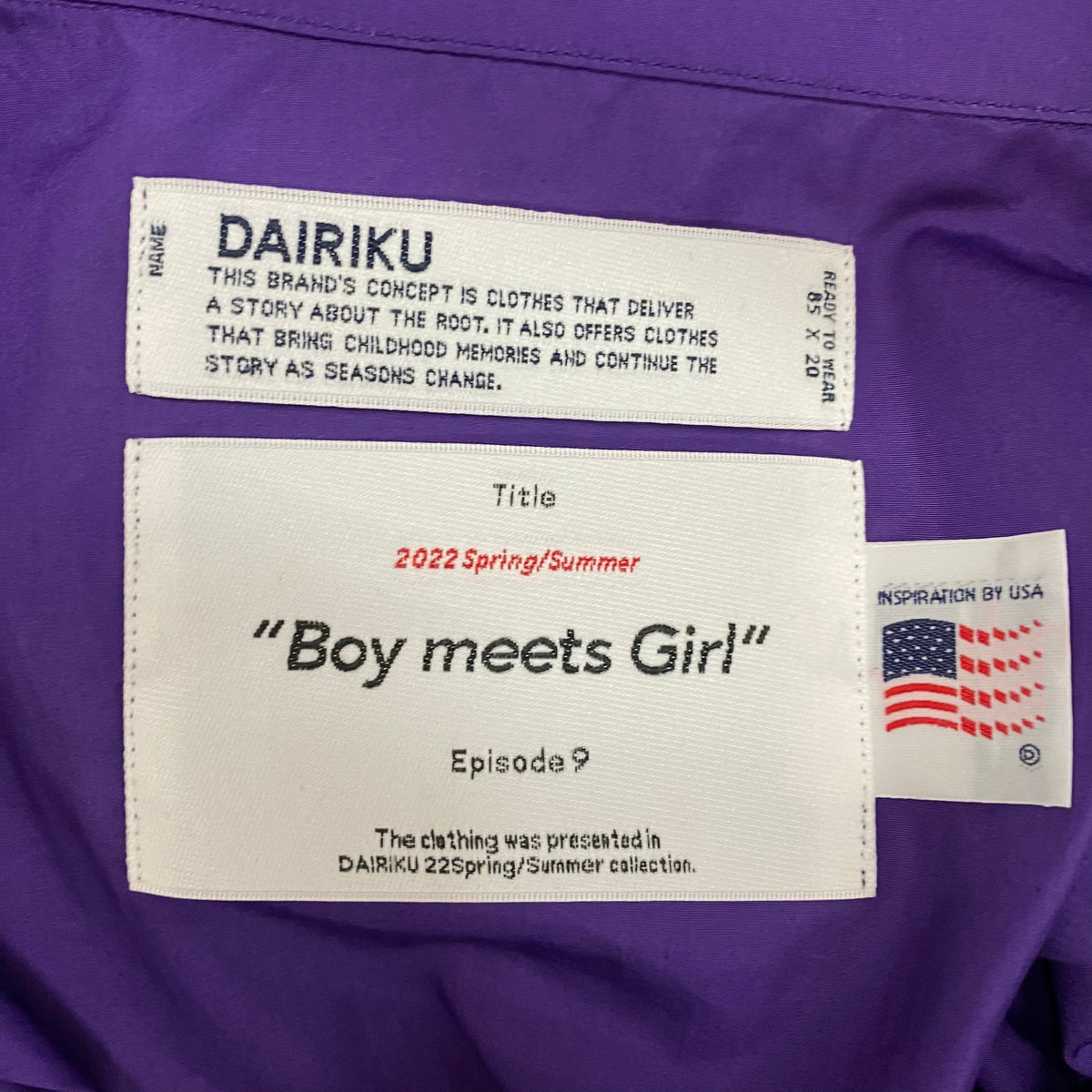ダイリク DAIRIKU 22 SS Boy meets Girl Dress Pajamas Shirt