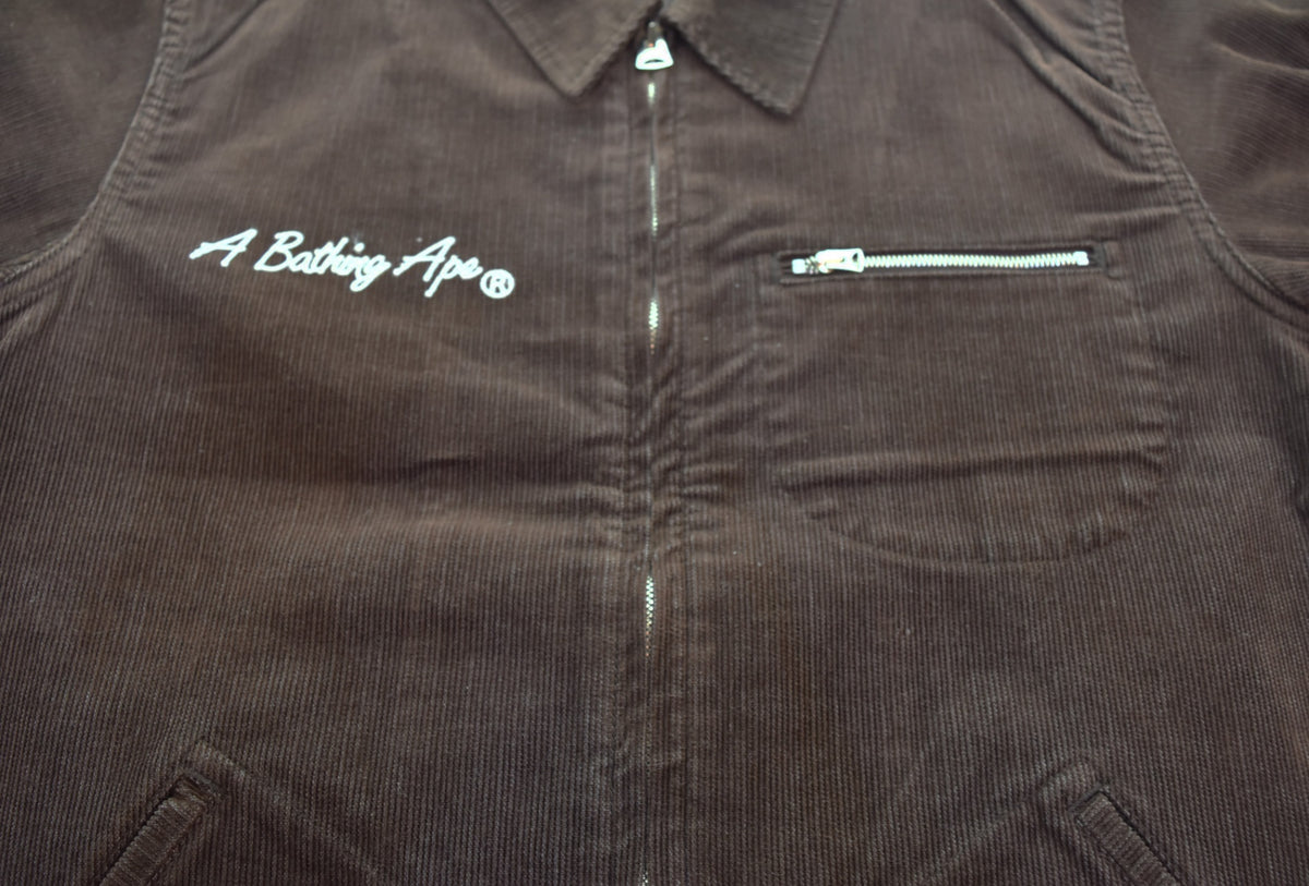 Bathing Ape コーデュロイジャケット 90年代 A BATHING APE アベイシングエイプ コーデュロイ ブルゾン 刺繍