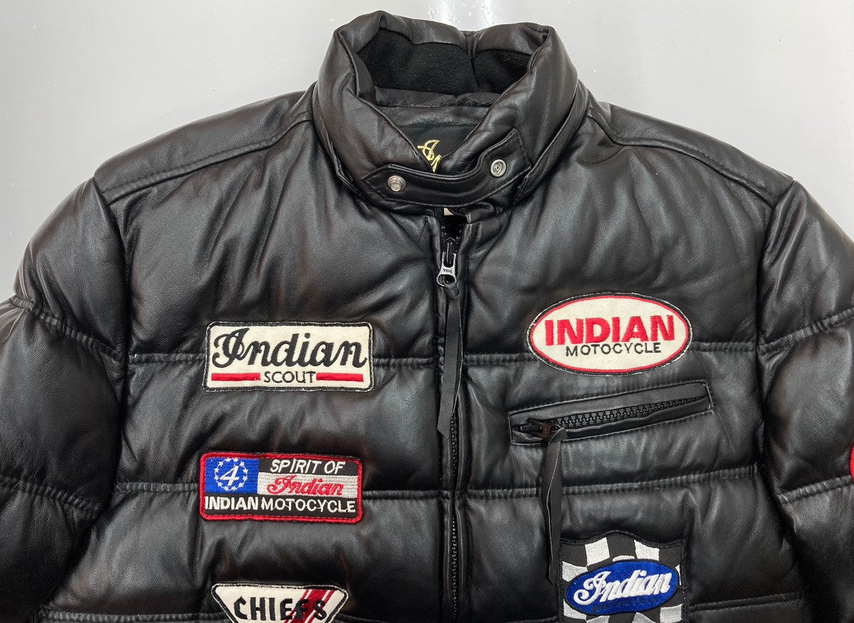 インディアン Indian レザーダウンジャケット モーターサイクル