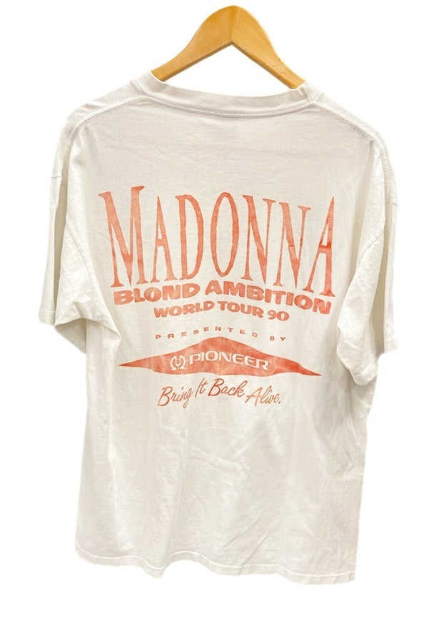 ヴィンテージ Vintage 90s 90's Madonna Blond Ambition Tour T-shirt マドンナ ツアーTシャツ 白  半袖 XL Tシャツ プリント ホワイト LLサイズ 101MT-2415