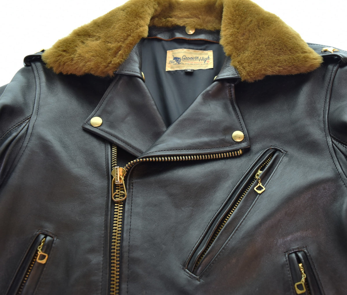 The Groovin High グルービンハイ　レザージャケット　ゴート グルービンハイ The Groovin High 襟 ムートンボア付き ダブル