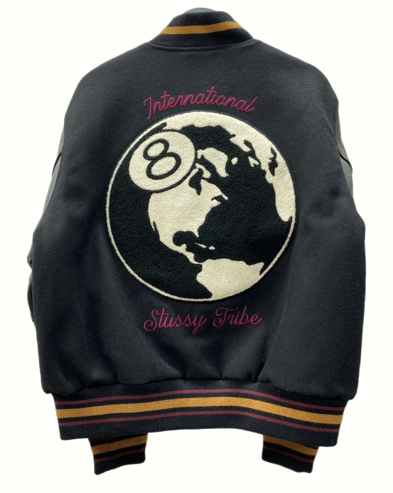 ステューシー STUSSY 40th Anniversary varsity jacket アニバーサリー バーシティ ジャケット スタジャン  ブルゾン 周年記念 黒 315167 ジャケット 刺繍 ブラック Mサイズ 104MT-534 | 古着通販のドンドンサガール