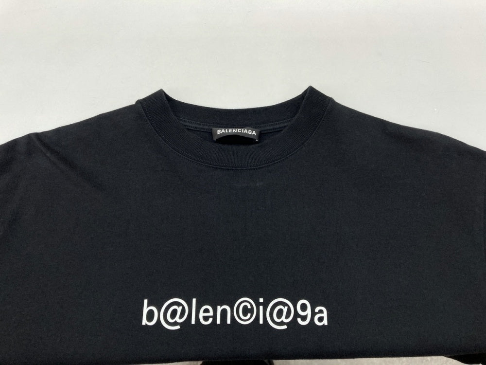 バレンシアガ BALENCIAGA 20SS SYMBOLIC LOGO TEE 半袖 カットソー クルーネック オーバーサイズ ロゴ BLACK 黒  JP57 2019 03150 XXS Tシャツ プリント ブラック 104MT-416 | 古着通販のドンドンサガール