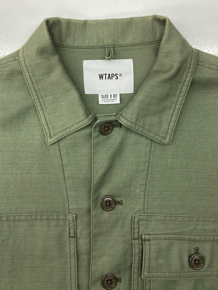 ダブルタップス WTAPS 18SS HBT LS SHIRT ヘリンボーンツイル シャツ ボタンダウン ジャケット 胸ポケット 緑  181GWDT-SHM02 SIZE2 長袖シャツ ロゴ カーキ 104MT-783 | 古着通販のドンドンサガール