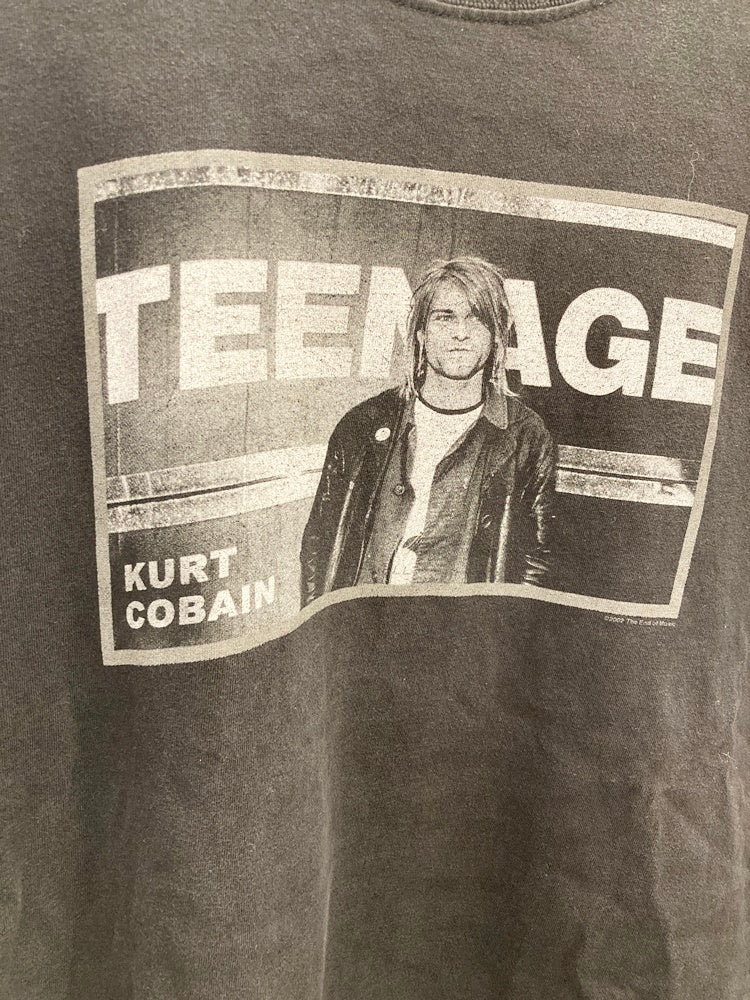 バンドTシャツ BAND-T Kurt Cobain カート コバーン TEENAGE 2002 THE END OF MUSIC ヴィンテージ 黒  Tシャツ プリント ブラック Lサイズ 101MT-2402 | 古着通販のドンドンサガール