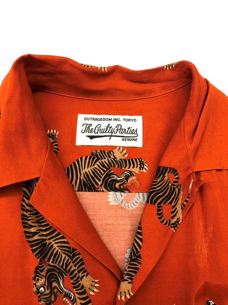 ワコマリア WACKO MARIA 19SS HAWAIIAN SHIRT S/S TYPE-18 アロハシャツ 半袖シャツ 開襟シャツ  オープンカラー タイガー 虎 - 半袖シャツ プリント オレンジ Sサイズ 104MT-31 | 古着通販のドンドンサガール