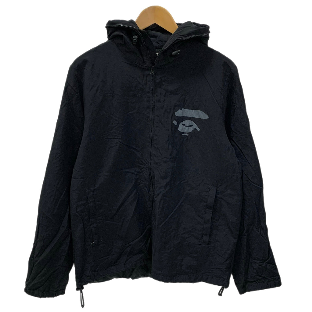 A BATHING APE(ベイシングエイプ) コットンジャケット 黒 XL アベイシングエイプ A BATHING APE フルジップ ナイロン ジャケット