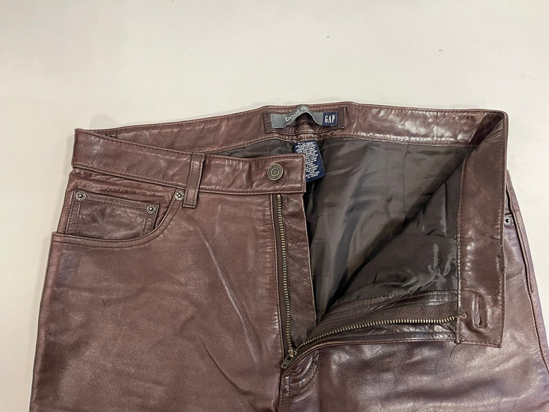 ギャップ GAP 00's Leather Pants レザーパンツ boot fit 茶 174466-01
