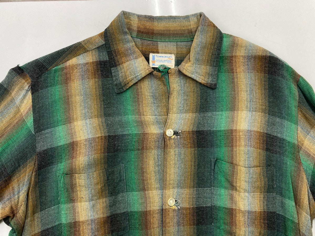 TOWNCRAFT PENNEYS オンブレチェック シャツ M ブラウン 古着 TOWNCRAFT PENNEYS オンブレチェック シャツ M ブラウン 古着