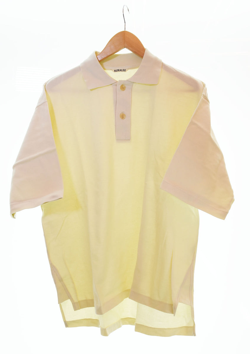 オーラリー　AURALEE BIG POLO 半袖　ポロシャツ　4 イエロー QXcQpAqAZuVvwomUXKrcq9JVkWVbmK
