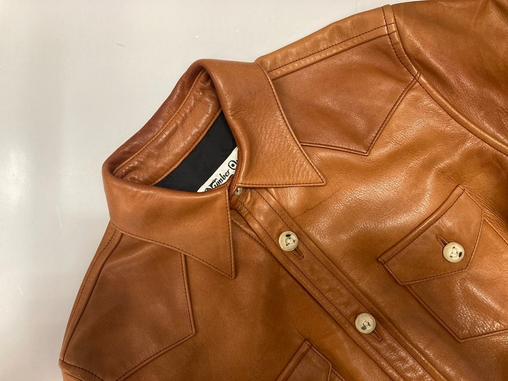 レッドムーン REDMOON Number One Leather レザー シャツ ジャケット ブラウン系 茶 38 ジャケット ブラウン Mサイズ  101MT-2877 | 古着通販のドンドンサガール