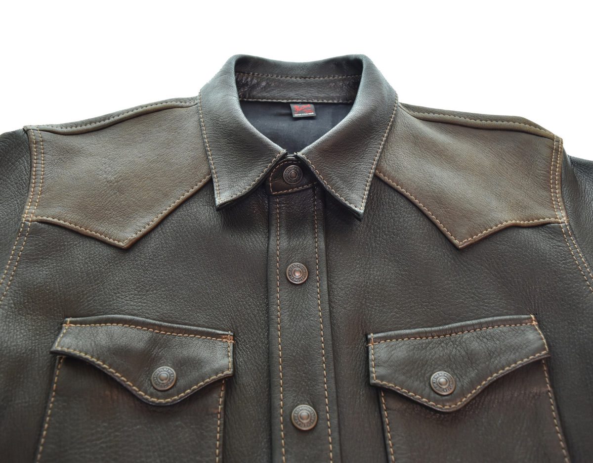 The Flat Head ウエスタンレザーシャツ 馬革 ブラック 40 The Flat Head ウエスタンレザーシャツ 馬革 ブラック 40