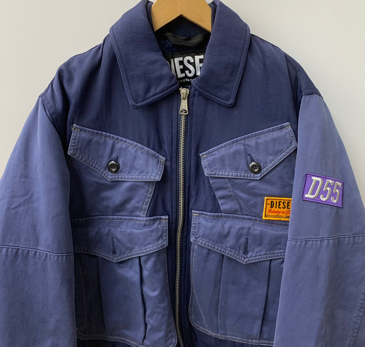 ディーゼル DIESEL 22AW W-Manfred ブルゾン ミリタリー ジャケット ロゴ パープル Lサイズ 201MT-2453