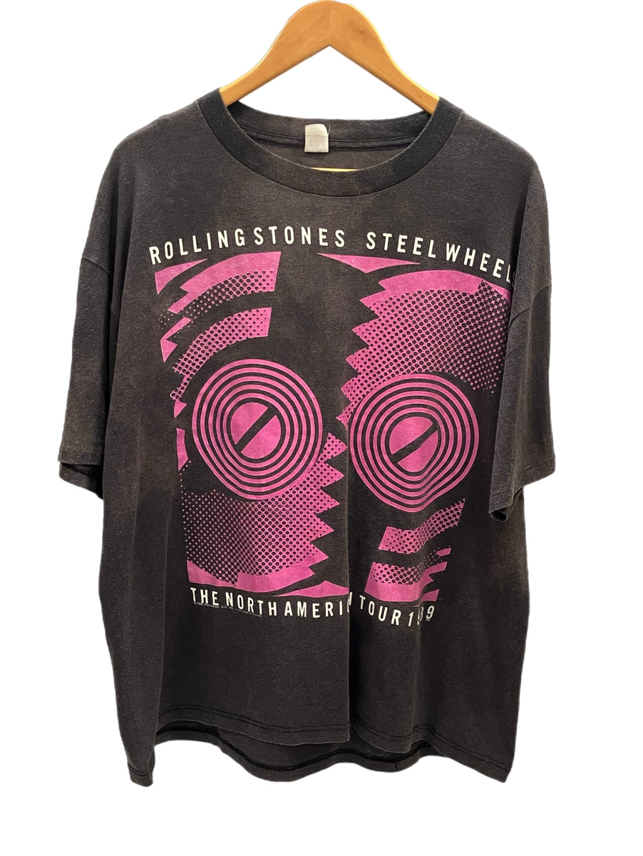 バンドTシャツ BAND-T 80s 80's The Rolling Stones Steel Wheels The North American  TOUR 1989 Tee ローリングストーンズ XL Tシャツ プリント ブラック LLサイズ 101MT-2483 | 古着通販のドンドンサガール