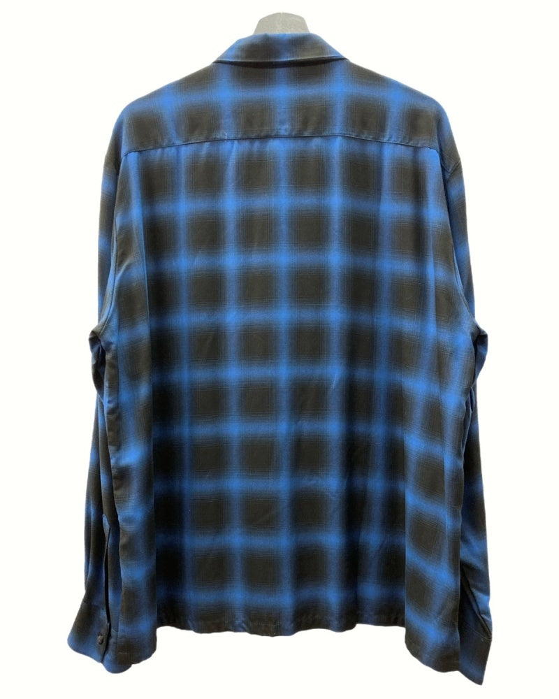 ハイドアンドシーク HIDE AND SEEK 23SS OMBRE CHECK L/S SHIRT オンブレ チェック シャツ オープンカラー青 黒  HS-020223 長袖シャツ チェック ブルー Lサイズ 104MT-449 | 古着通販のドンドンサガール