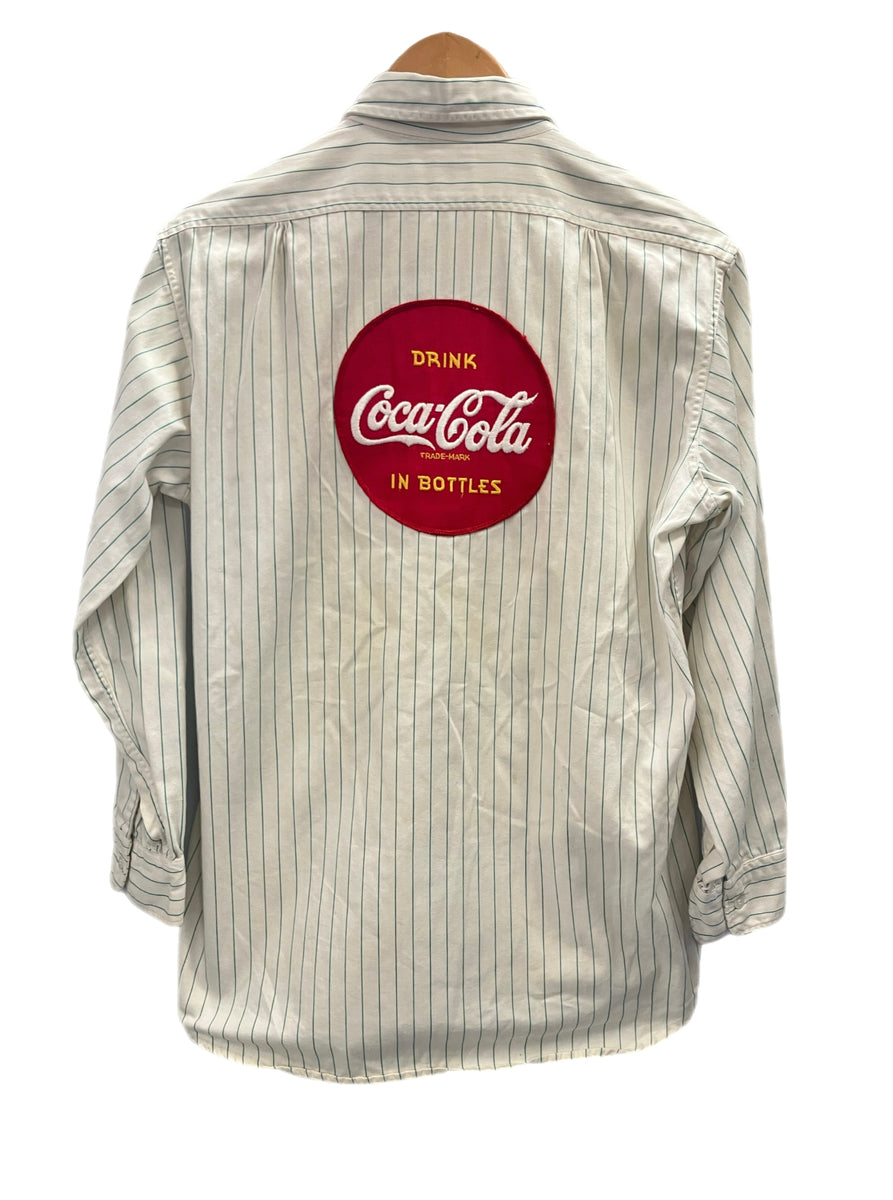 リー Lee VINTAGE 50's 50s 50年代 Coca-Ｃola コカコーラ ワッペン 刺繍 ストライプ ワークシャツ 15 1/2  SHORT 長袖シャツ ホワイト Mサイズ 101MT-2841 | 古着通販のドンドンサガール