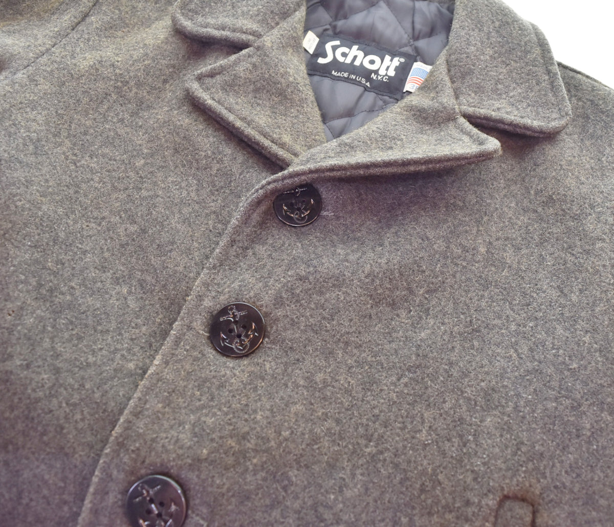 ショット SCHOTT ウール シングル ピーコート 38 38 ジャケット グレー