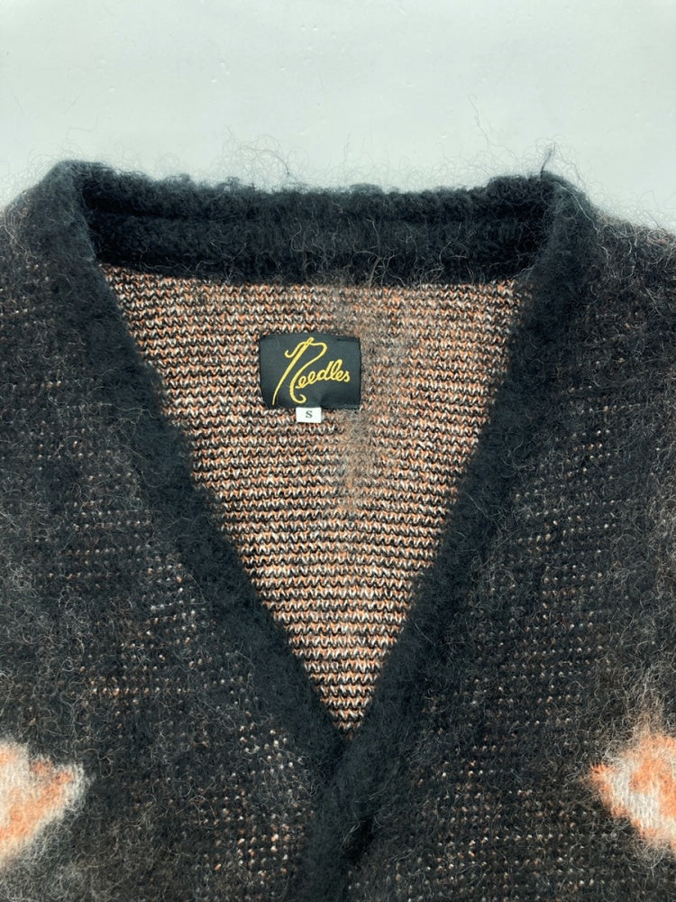 ニードルス Needles 21AW Mohair Cardigan END. エンド モヘヤ ナイロン ニット セーター フロントボタン 蝶  J0370 カーディガン ロゴ ブラック Sサイズ 104MT-284 | 古着通販のドンドンサガール