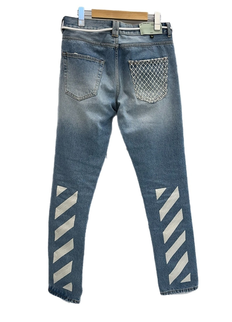 オフホワイト OFF-WHITE Slim Fit Bleached Jeans スリムフィット