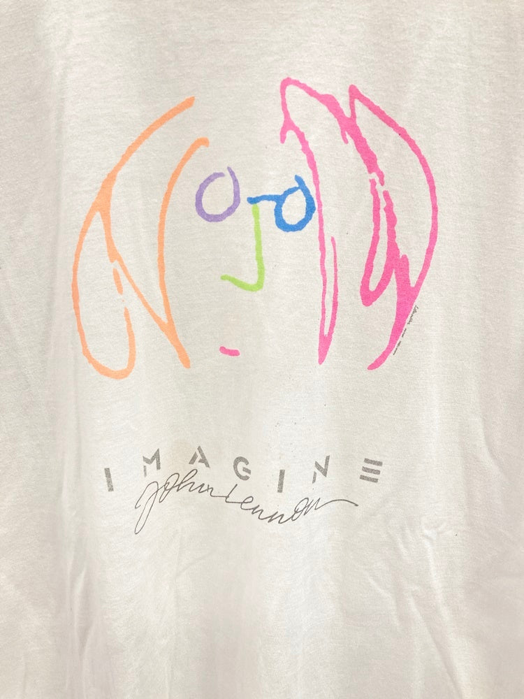 バンドTシャツ BAND-T Vintage John lennon Imagine ヴィンテージ ジョンレノン イマジン アーティストTシャツ  袖シングル XL Tシャツ プリント ホワイト LLサイズ 101MT-2596 | 古着通販のドンドンサガール