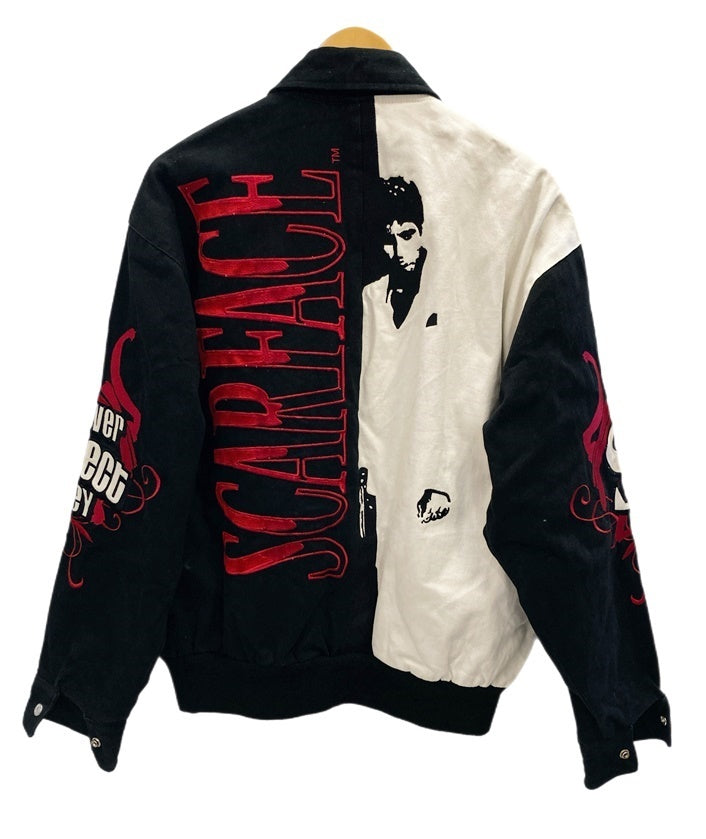 ジェフハミルトン JEFF HAMILTON Scarface スカーフェイス 90's 90s Racing Jacket レーシングジャケット 黒  白 ジャケット ロゴ ブラック Mサイズ 101MT-2463 | 古着通販のドンドンサガール