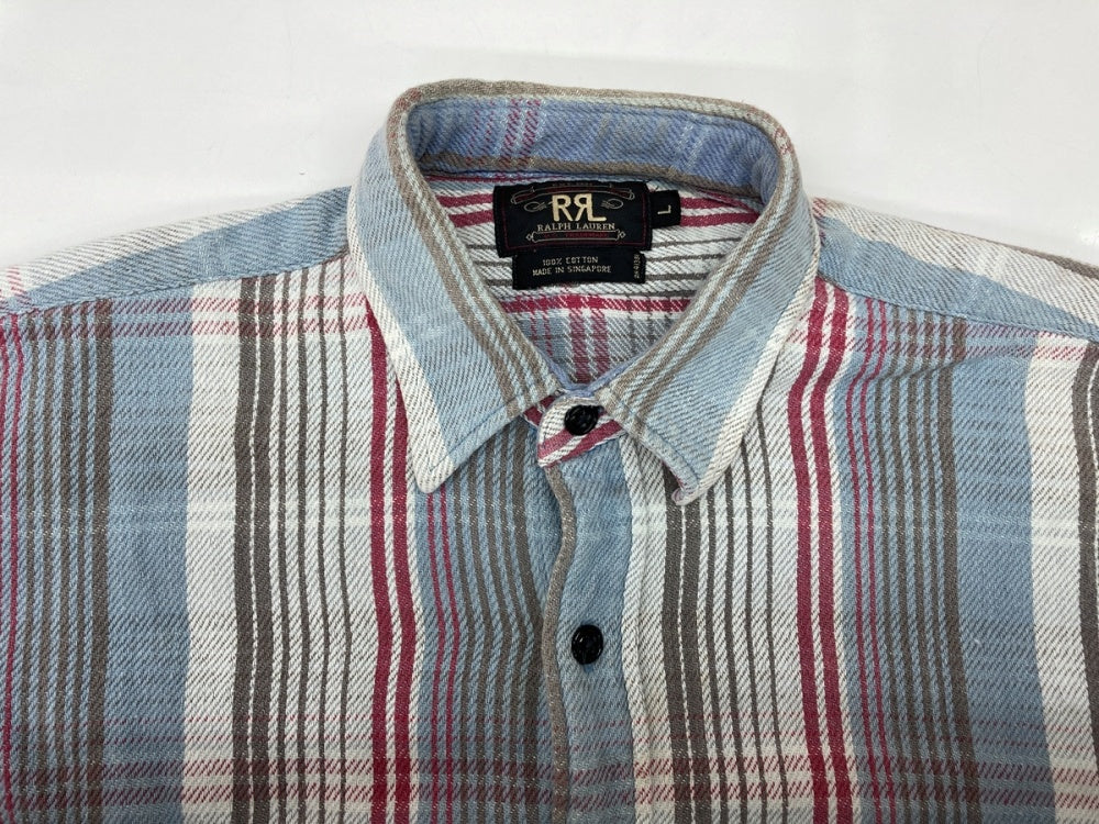 【希少】RRL ネルシャツ 三ツ星 初期タグ 90s チェック S 猫目ボタン RRL - RRL 90s 初期タグ 赤3星 オールド チェック柄 長袖