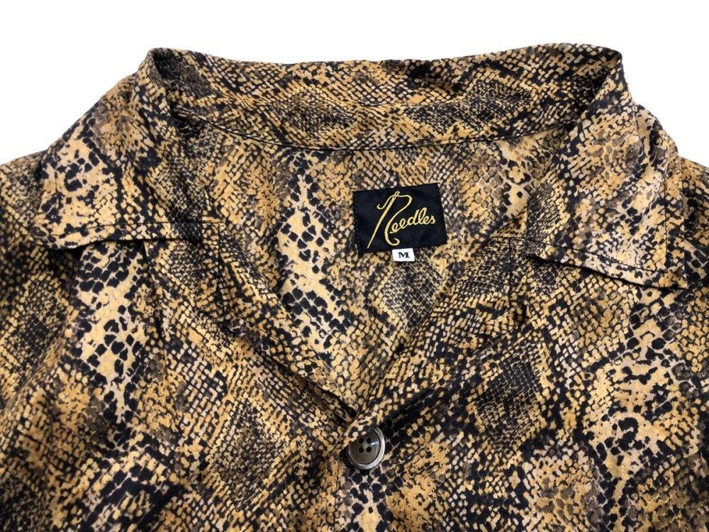 ニードルス Needles CABANA SHIRT PYTHON PT カバナシャツ オープンカラー 開襟 パイソン柄 IN169 半袖シャツ 総柄  ブラウン Mサイズ 104MT-84 | 古着通販のドンドンサガール