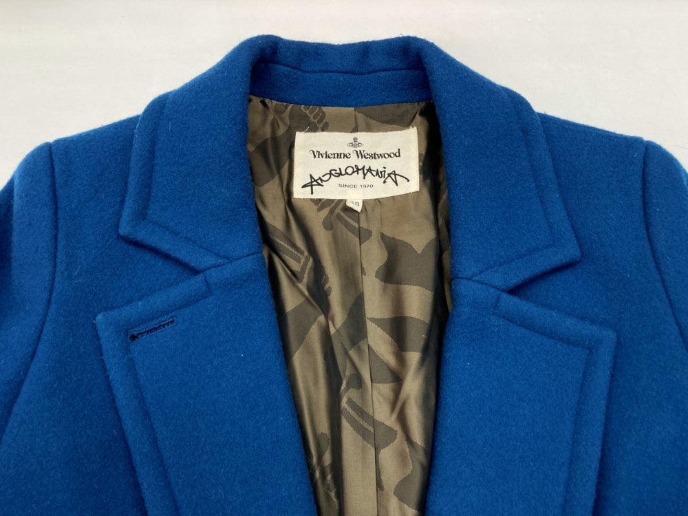 ヴィヴィアンウエストウッド VivienneWestwood アングロマニア ANGLOMANIA CHESTER COAT チェスター コート  バックベルト BLUE 青 15-01-642013 86001M ジャケット 無地 ブルー SIZE38 104LT-18 |  古着通販のドンドンサガール