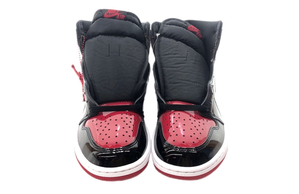 ナイキ NIKE 21年製 AIR JORDAN 1 RETRO HIGH OG PATENT BRED エア ジョーダン レトロ ハイ パテント  ブレッド 赤 黒 555088-063 メンズ靴 スニーカー ブラック 27.5cm 104-shoes110