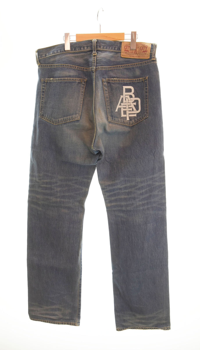 アベイシングエイプ A BATHING APE BAPE printed denim pants プリント