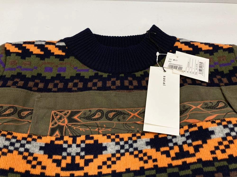 サカイ sacai × Dr.Woo ドクターウー Bandana Knit Pullover バンダナ ニット プルオーバー 20AW MADE  IN JAPAN サイズ 1 セーター 総柄 マルチカラー 101MT-2425