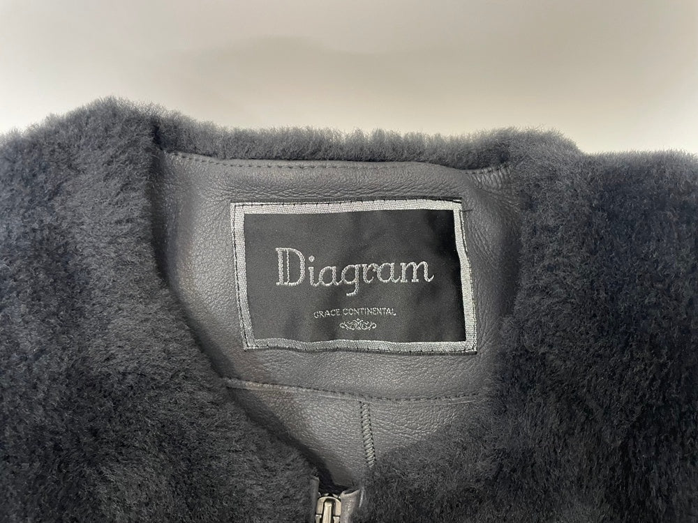 ダイアグラム Diagram ノーカラー ジップアップ レザー フォックス