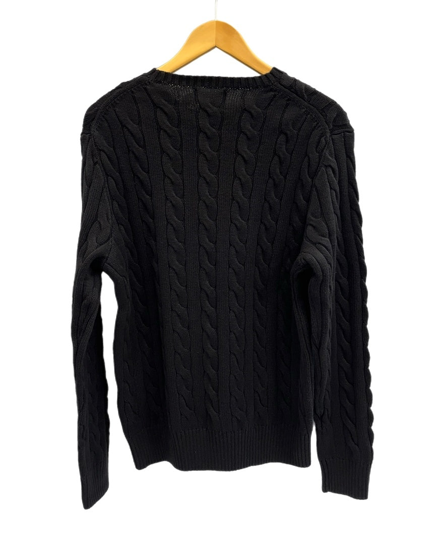 ラルフローレン RalphLauren ポニーロゴ 刺繍ロゴ ケーブルニット 黒