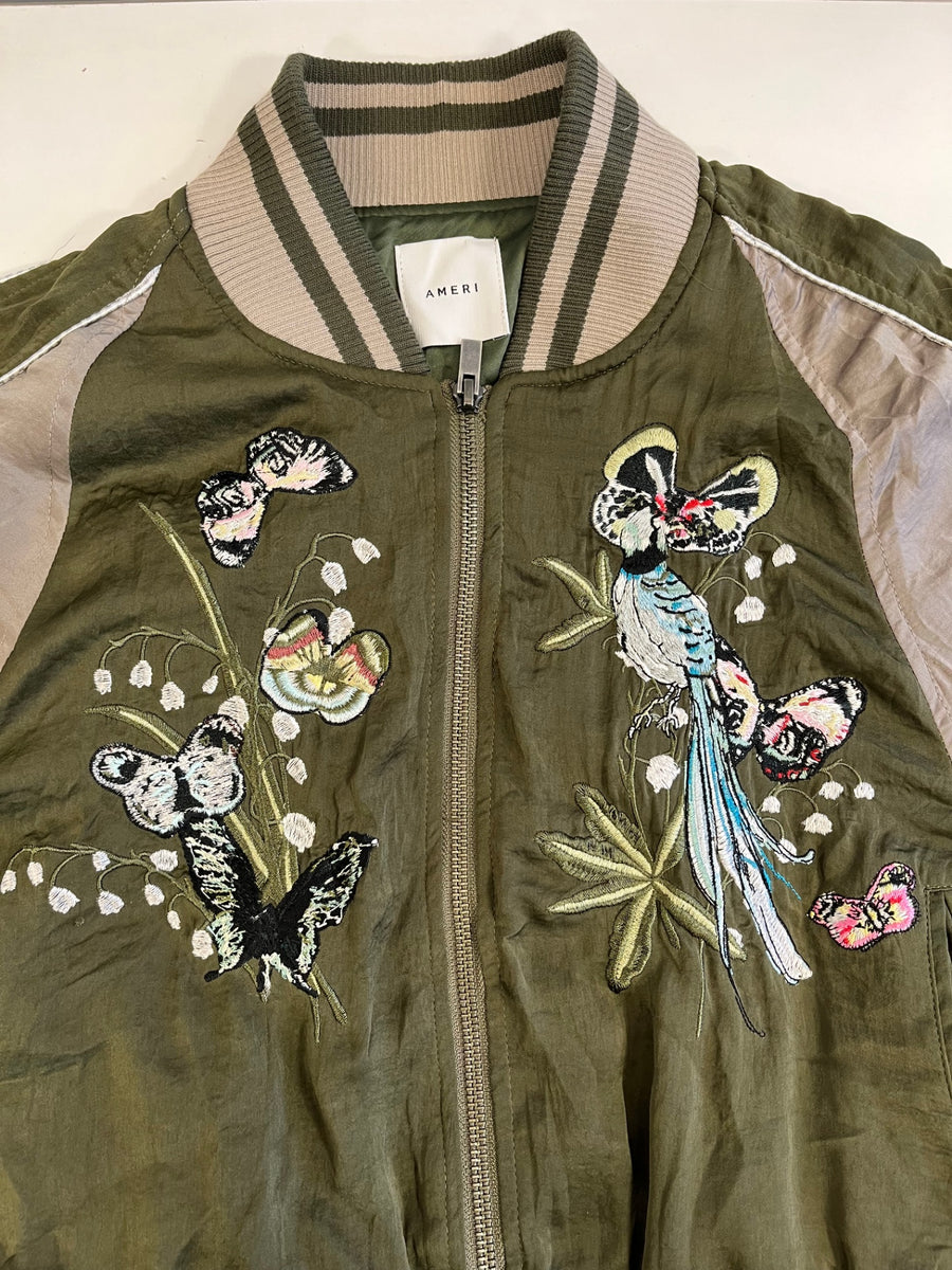 AMERI VINTAGE 刺繍入りオリーブグリーンスカジャン qgNWomBBYkqqKIDS5ITh3SJph3cr2w