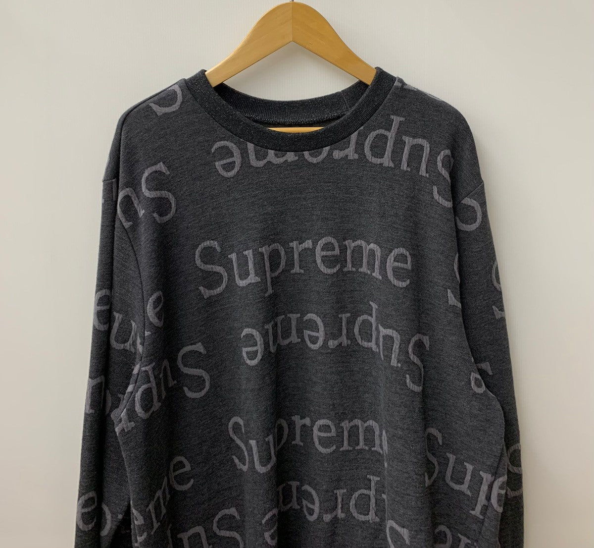 シュプリーム SUPREME 18SS jacquard logo crewneck スウェット ロゴ グレー XLサイズ 201MT-2343