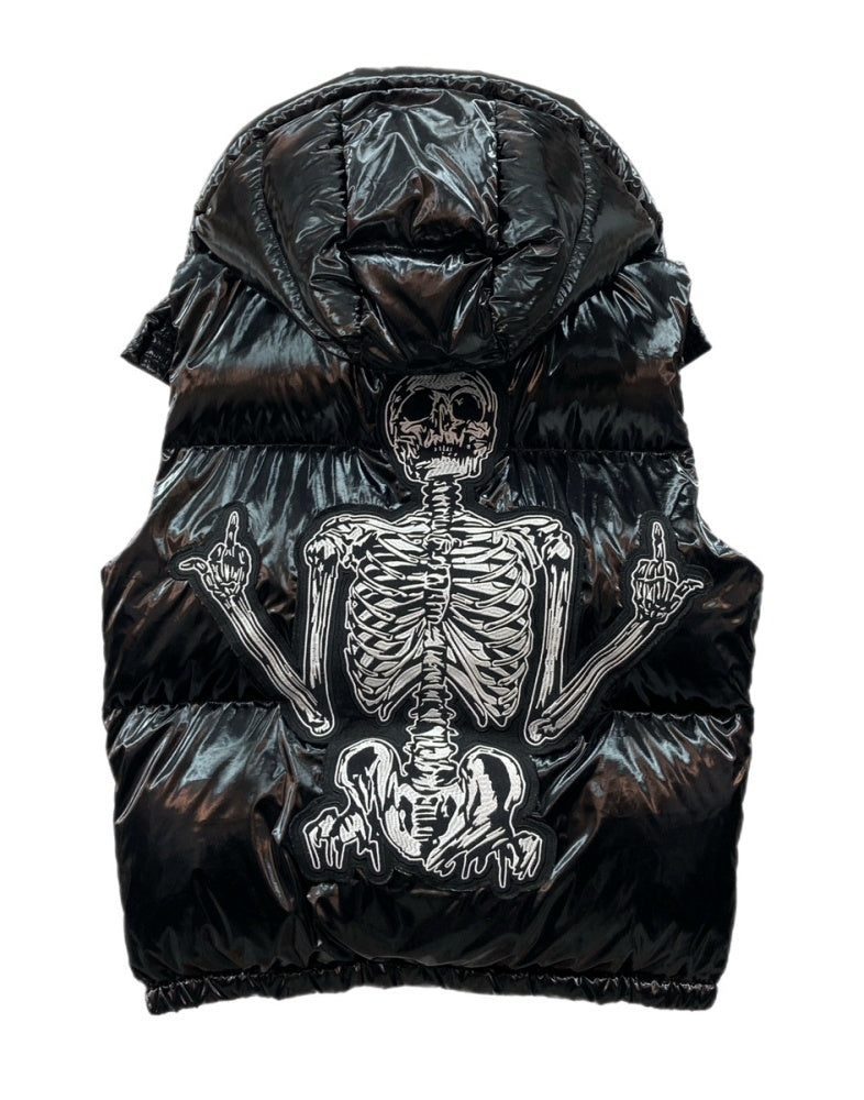 ヘブンキャンウェイト Heaven Can Wait Back Scull Down Vest バック