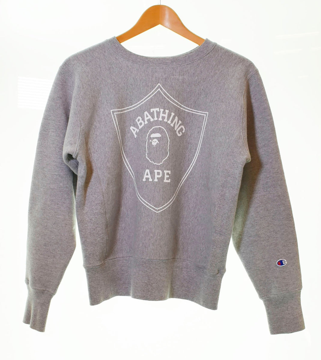 ア ベイシング エイプ A BATHING APE A BATHING APE ア ベイシング エイプ Champion チャンピオン  リバースウィーブ スウェット 1863-113-004 スウェット プリント グレー Sサイズ 103MT-691 | 古着通販のドンドンサガール