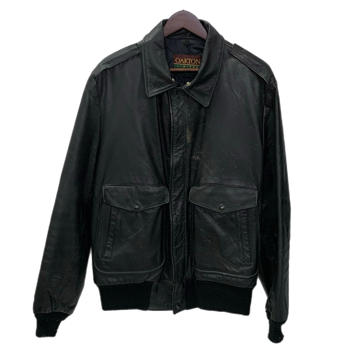 ✨80s✨OAKTON ヴィンテージ A-2 レザージャケット USA製 38黒 【公式 